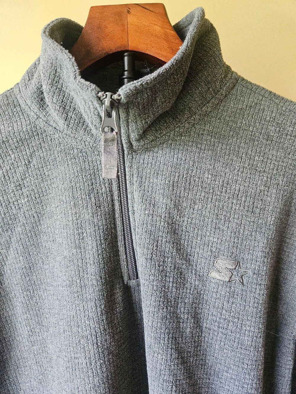 Starter Men's Zip-Front Thermal Pullover - Gray Size Large - Picture 2 of 5